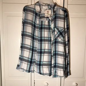 Blue/White/Black Plaid Top